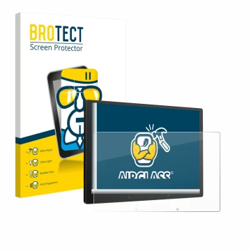 Front side of a product packaging with the brand logo BROTECT. Next to it is the device Atoto X10 10