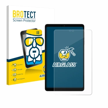 Front side of a product packaging with the brand logo BROTECT. Next to it is the device Alldocube iPlay 60 mini shown with the
