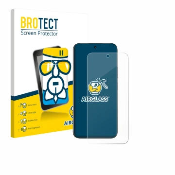 Front side of a product packaging with the brand logo BROTECT. Next to it is the device realme C85 shown with the correspondin