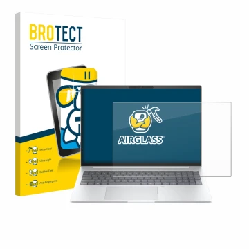 Front side of a product packaging with the brand logo BROTECT. Next to it is the device HP EliteBook 8 G1i 16