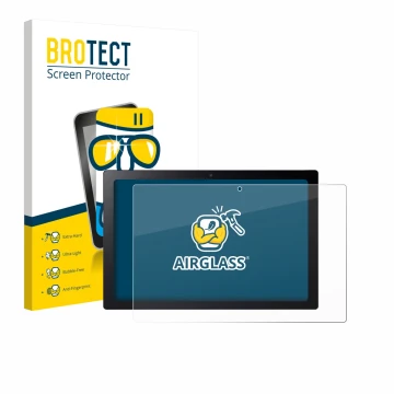 Front side of a product packaging with the brand logo BROTECT. Next to it is the device Acer Chromebook Tab 311 shown with the