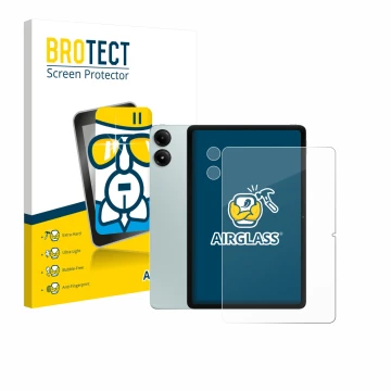 Front side of a product packaging with the brand logo BROTECT. Next to it is the device Xiaomi Redmi Pad Pro (Front+Camera) sh