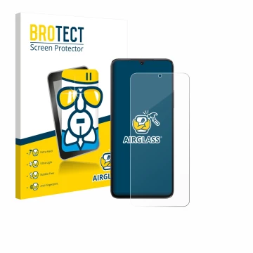 Front side of a product packaging with the brand logo BROTECT. Next to it is the device Cubot A40 shown with the corresponding