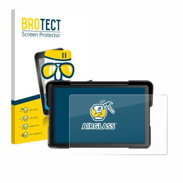 Front side of a product packaging with the brand logo BROTECT. Next to it is the device NFOIEIS Basico 7