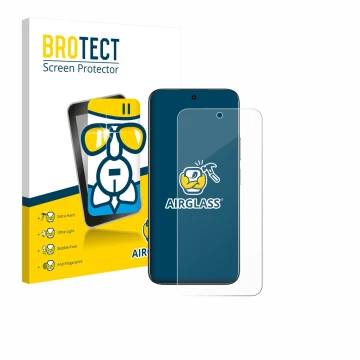 Front side of a product packaging with the brand logo BROTECT. Next to it is the device realme C85 4G shown with the correspon