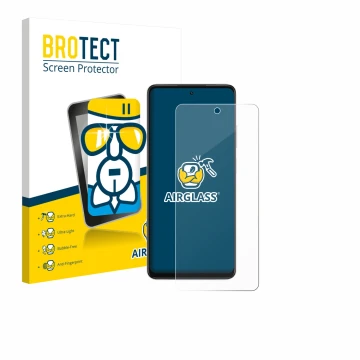 Front side of a product packaging with the brand logo BROTECT. Next to it is the device Oppo A5x 4G shown with the correspondi