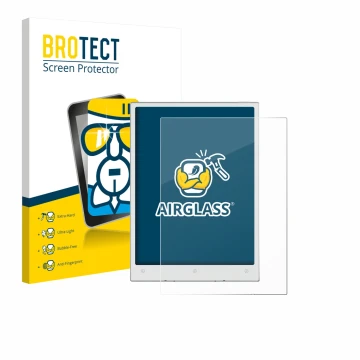 Front side of a product packaging with the brand logo BROTECT. Next to it is the device Viwoods AiPaper Mini shown with the co