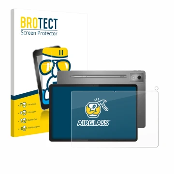 Front side of a product packaging with the brand logo BROTECT. Next to it is the device Lenovo Idea Tab Pro 12.7
