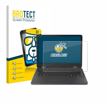 Front side of a product packaging with the brand logo BROTECT. Next to it is the device Lenovo 500w 2-in-1 Gen 5 shown with th