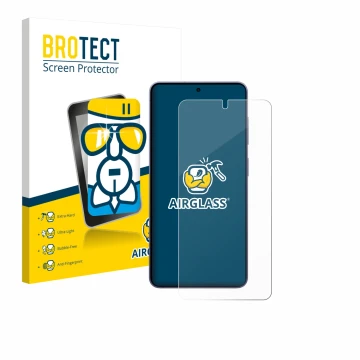 Front side of a product packaging with the brand logo BROTECT. Next to it is the device Samsung Galaxy S26 shown with the corr