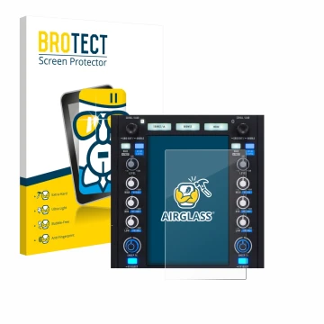Front side of a product packaging with the brand logo BROTECT. Next to it is the device Rane System One shown with the corresp