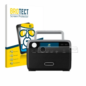 Front side of a product packaging with the brand logo BROTECT. Next to it is the device Flashfish BP030B shown with the corres
