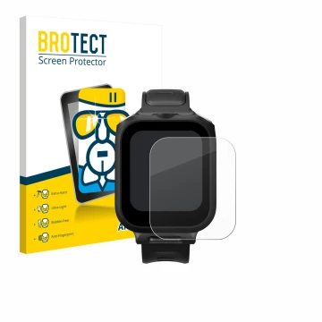 Front side of a product packaging with the brand logo BROTECT. Next to it is the device Insta360 GPS preview remote Built-In M
