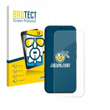 Front side of a product packaging with the brand logo BROTECT. Next to it is the device Vivo V70 shown with the corresponding 