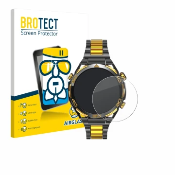 Front side of a product packaging with the brand logo BROTECT. Next to it is the device Blackview W90 Pro shown with the corre