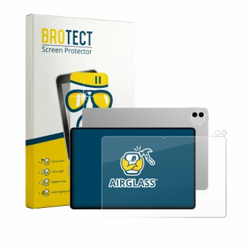Front side of a product packaging with the brand logo BROTECT. Next to it is the device Honor Magicpad 4 12.3