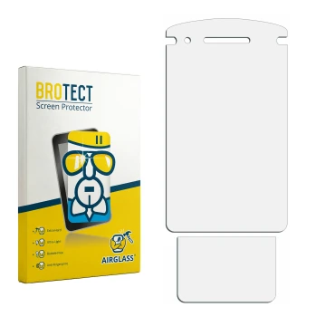 Front side of a product packaging with the brand logo BROTECT. Next to it is the corresponding screen protector.