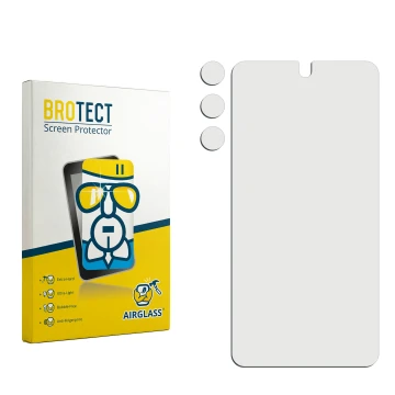 Front side of a product packaging with the brand logo BROTECT. Next to it is the corresponding screen protector.