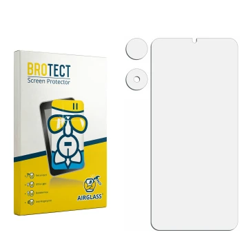 Front side of a product packaging with the brand logo BROTECT. Next to it is the corresponding screen protector.
