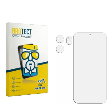 Front side of a product packaging with the brand logo BROTECT. Next to it is the corresponding screen protector.