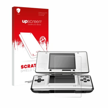 Front side of a product packaging with the brand logo upscreen. Next to it is the device Nintendo DS shown with the correspond