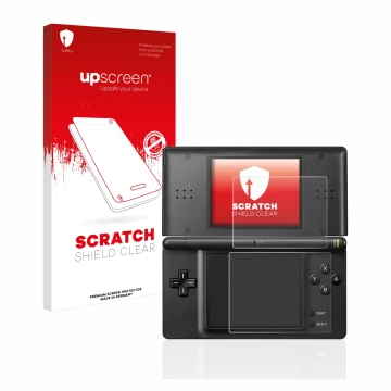 Front side of a product packaging with the brand logo upscreen. Next to it is the device Nintendo DS LITE shown with the corre