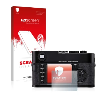Front side of a product packaging with the brand logo upscreen. Next to it is the device Leica M8 shown with the corresponding