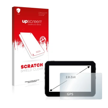 Front side of a product packaging with the brand logo upscreen. Next to it is the device shown with the corresponding screen p