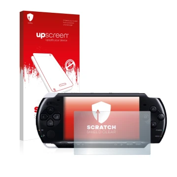 Front side of a product packaging with the brand logo upscreen. Next to it is the device Sony PSP 3004 shown with the correspo