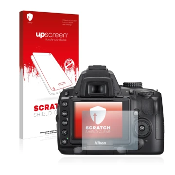 Front side of a product packaging with the brand logo upscreen. Next to it is the device Nikon D5000 shown with the correspond