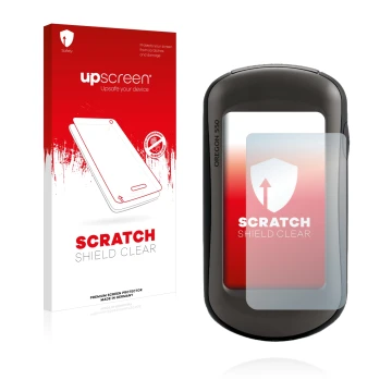 Front side of a product packaging with the brand logo upscreen. Next to it is the device Garmin Oregon 550 shown with the corr