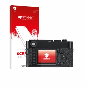 Front side of a product packaging with the brand logo upscreen. Next to it is the device Leica M9 shown with the corresponding