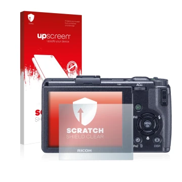 Front side of a product packaging with the brand logo upscreen. Next to it is the device Ricoh GR Digital III (2009-2011) show