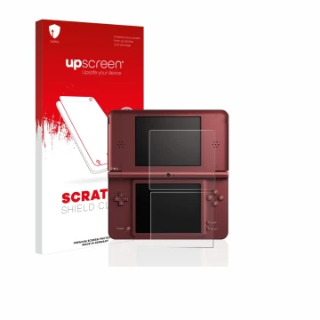 Front side of a product packaging with the brand logo upscreen. Next to it is the device Nintendo DSi XL shown with the corres