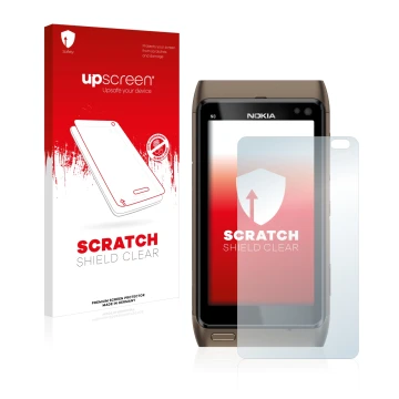 Front side of a product packaging with the brand logo upscreen. Next to it is the device Nokia n8 shown with the corresponding