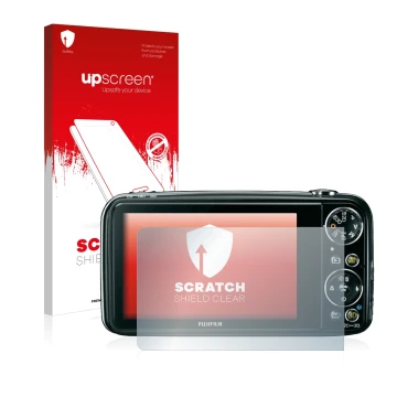 Front side of a product packaging with the brand logo upscreen. Next to it is the device Fujifilm FinePix Real 3D W3 shown wit