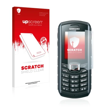 Front side of a product packaging with the brand logo upscreen. Next to it is the device Samsung B2710 shown with the correspo