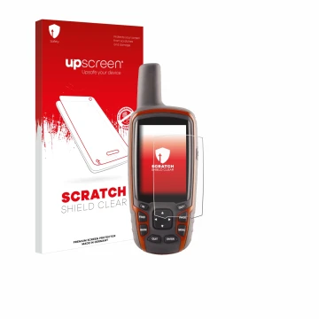 Front side of a product packaging with the brand logo upscreen. Next to it is the device Garmin GPSMAP 62s shown with the corr