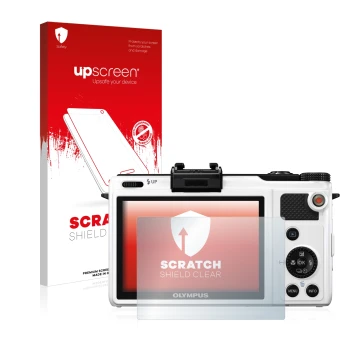 Front side of a product packaging with the brand logo upscreen. Next to it is the device Olympus XZ-1 shown with the correspon