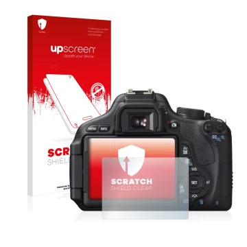 Front side of a product packaging with the brand logo upscreen. Next to it is the device Canon EOS 600D shown with the corresp