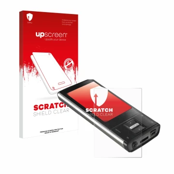 Front side of a product packaging with the brand logo upscreen. Next to it is the device Intenso Video Shooter 2,4