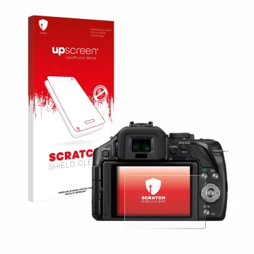 Front side of a product packaging with the brand logo upscreen. Next to it is the device Panasonic Lumix DMC-G5 shown with the