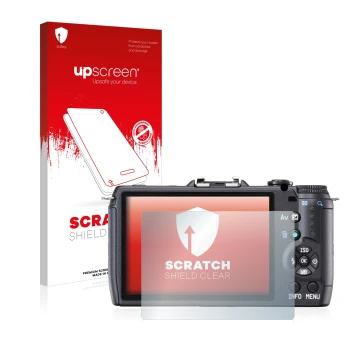 Front side of a product packaging with the brand logo upscreen. Next to it is the device Pentax Q10 shown with the correspondi