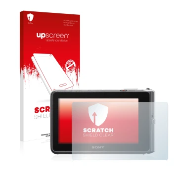 Front side of a product packaging with the brand logo upscreen. Next to it is the device Sony Cyber-Shot DSC-TX30 shown with t