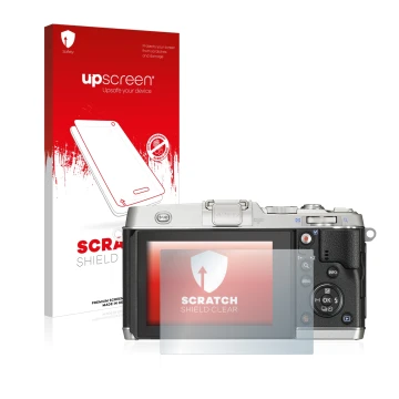 Front side of a product packaging with the brand logo upscreen. Next to it is the device Olympus PEN E-P5 shown with the corre