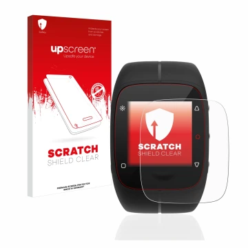 Front side of a product packaging with the brand logo upscreen. Next to it is the device Polar M400 shown with the correspondi