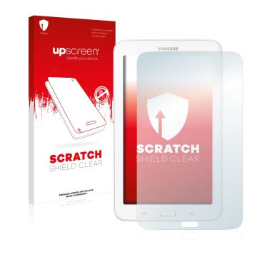 Front side of a product packaging with the brand logo upscreen. Next to it is the device Samsung Galaxy Tab 3 7.0 Lite shown w