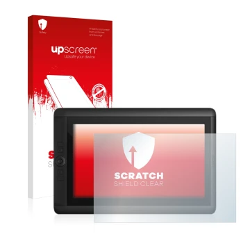 Front side of a product packaging with the brand logo upscreen. Next to it is the device Wacom Cintiq 13 HD shown with the cor
