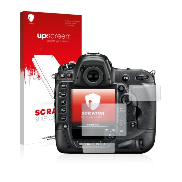 Front side of a product packaging with the brand logo upscreen. Next to it is the device Nikon D4S shown with the correspondin