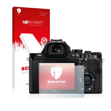 Front side of a product packaging with the brand logo upscreen. Next to it is the device Sony Alpha 7S shown with the correspo